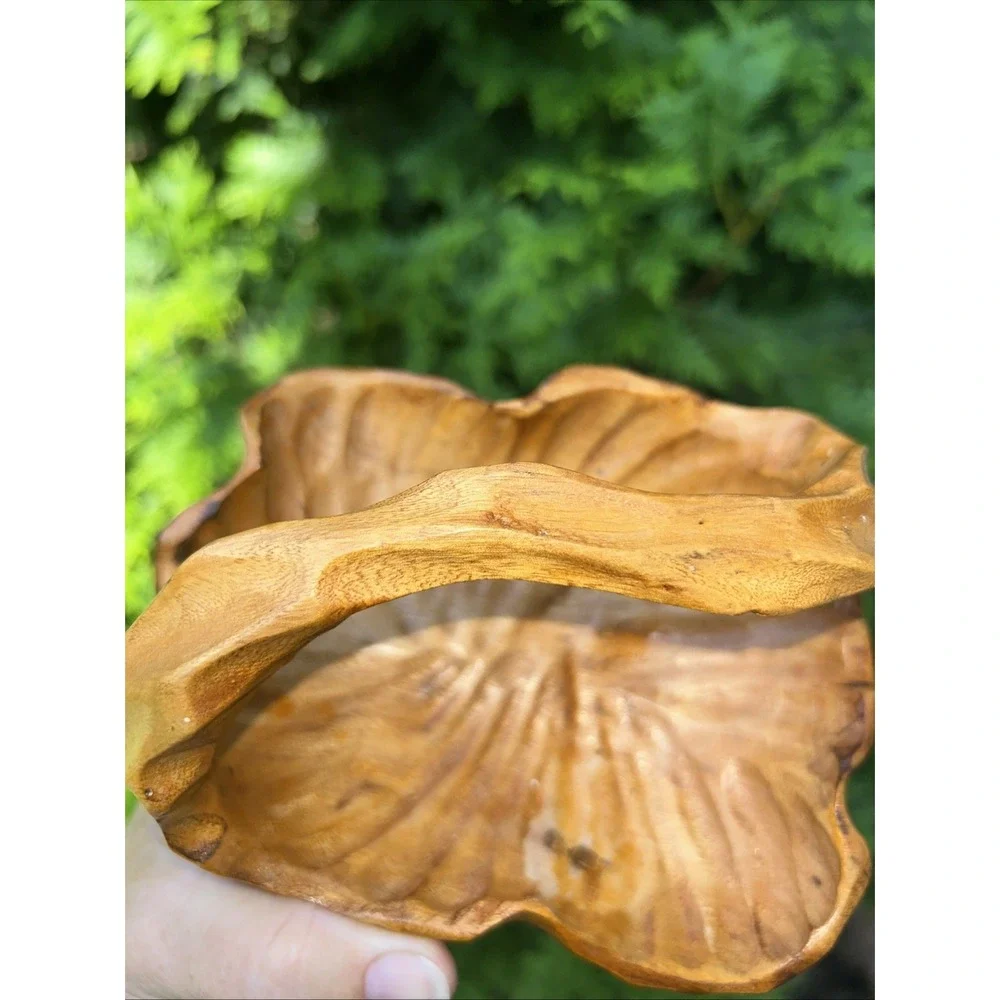 Artisan‎ HANDCARVED WOODEN BASKET/BOWL w/handle. Handcarved Tree Trunk Root - Picture 2 of 7